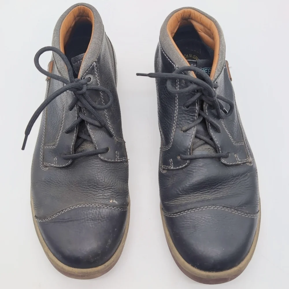Keen Glenhaven Sz 10 Men's Black Leather Lace-Up Casual Boots Portland Or